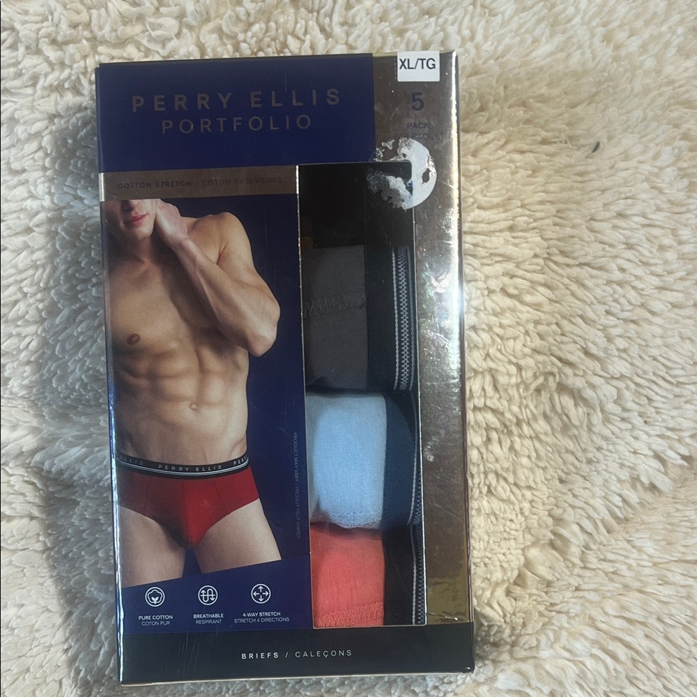 Perry Ellis Men's Men’s Briefs - Black, Blue & Orange pair- brand new- size XL